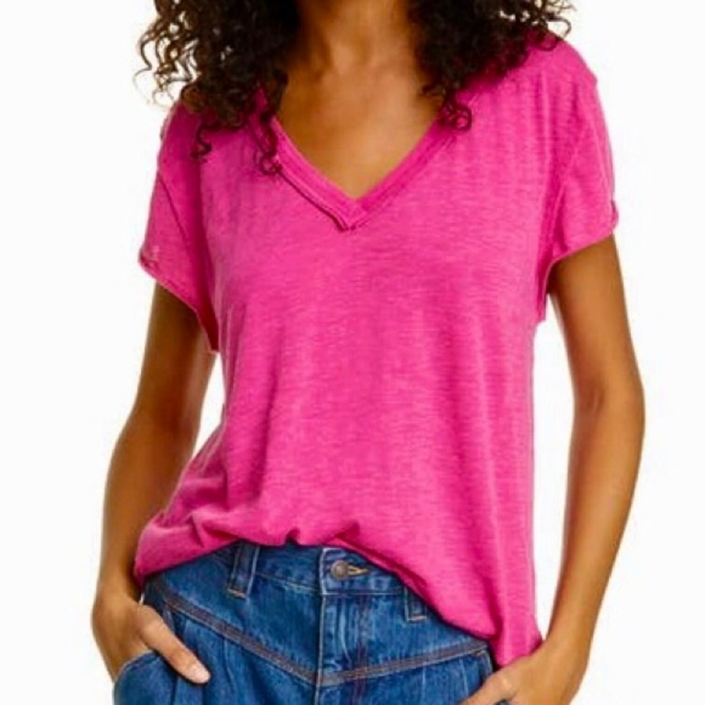 Free People V Neck Short Sleeve T-Shirt